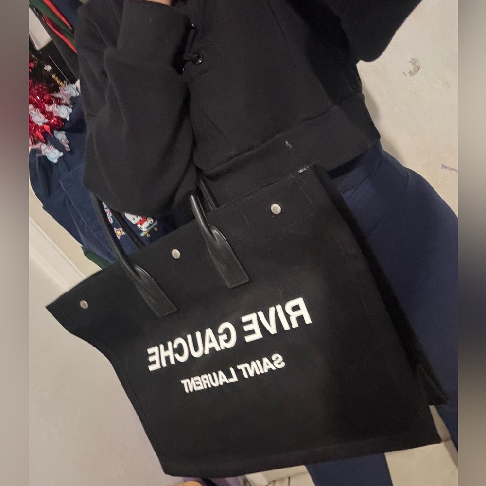 Saint Laurent Black Rive Gauche Tote